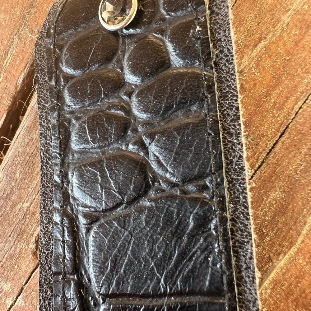 Black alligator Croc Leather apple Watch Band similiar 2 sparkle